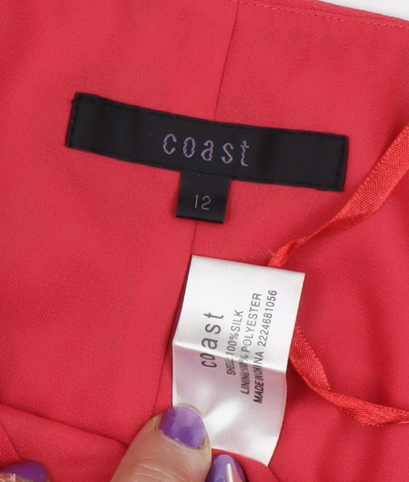 Coast Women's Red Silk Sheath Dress Size 12