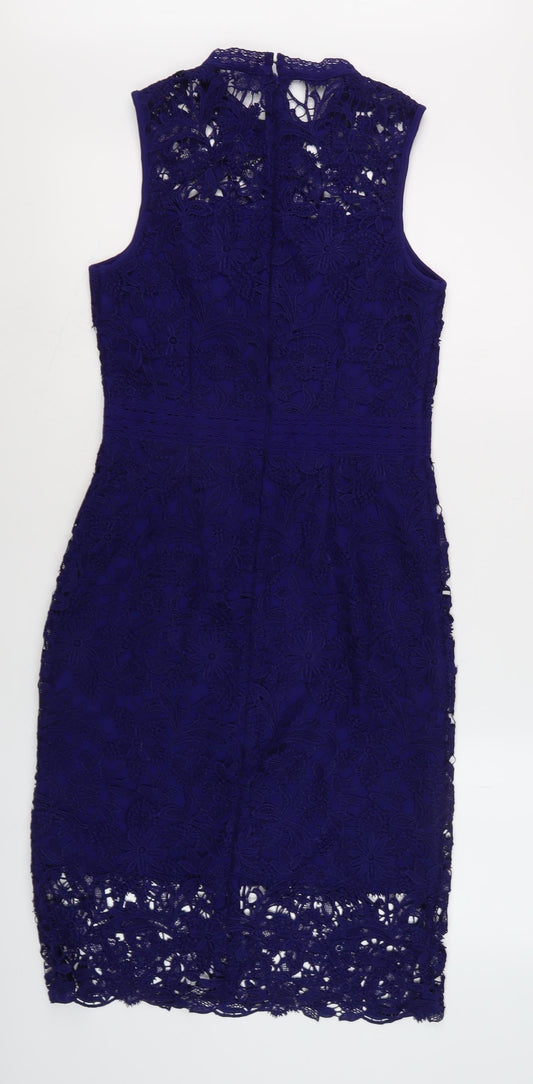 Monsoon Women's Blue Lace Sheath Dress Size 10