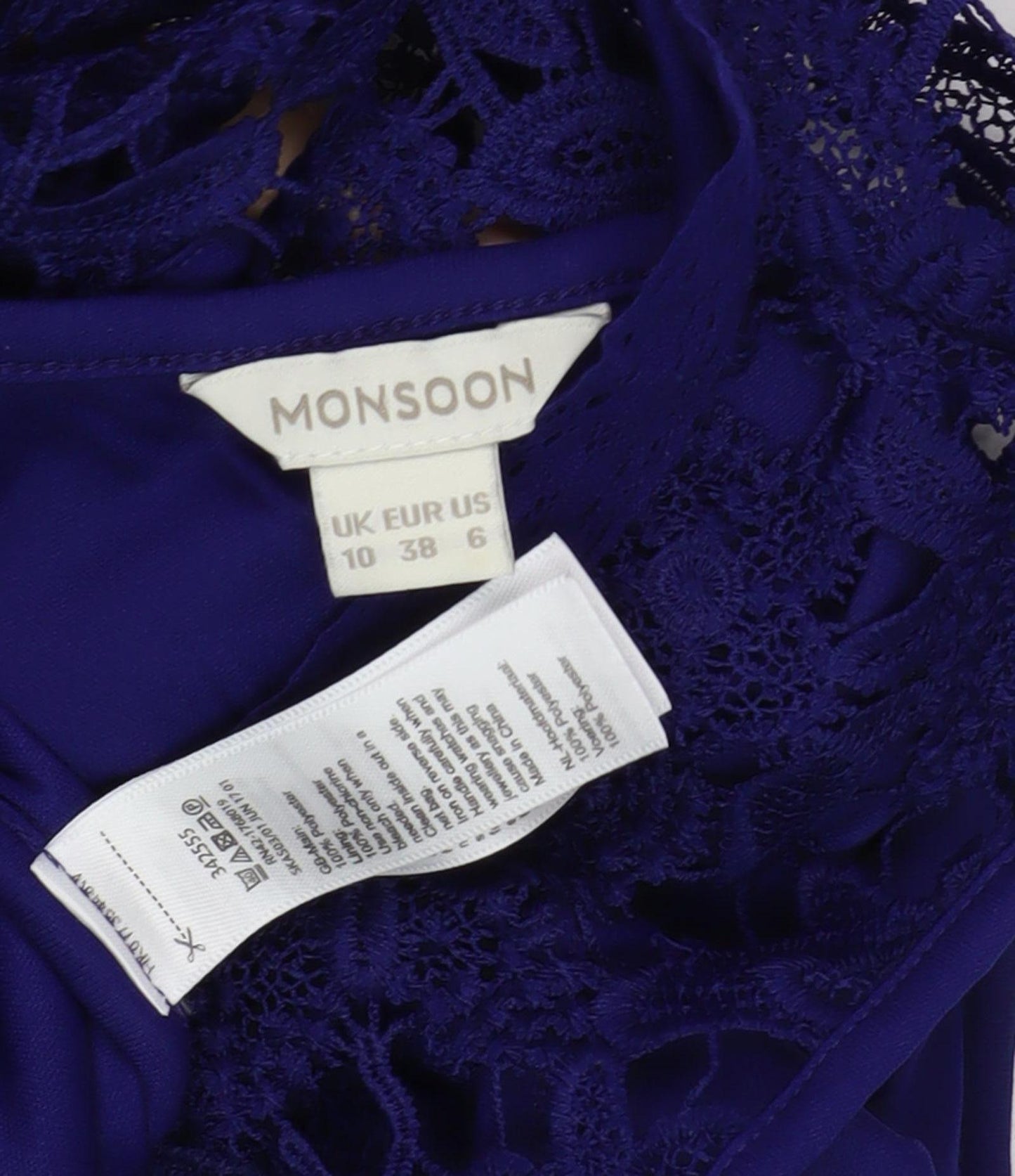 Monsoon Women's Blue Lace Sheath Dress Size 10