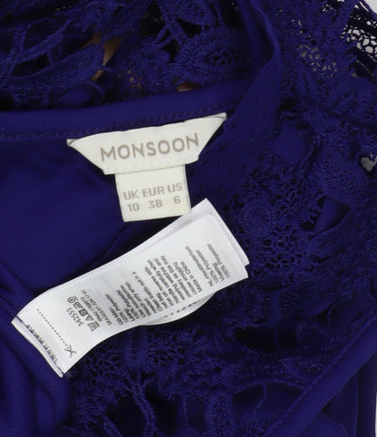 Monsoon Women's Blue Lace Sheath Dress Size 10