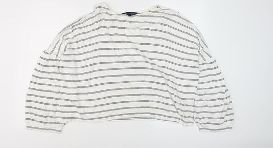 French Connection Women's White Striped Knit Top M
