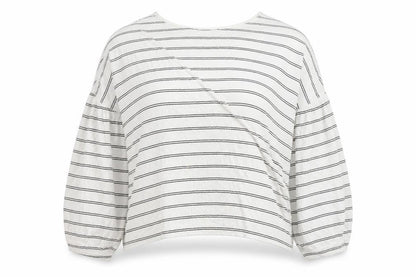 Front view of French Connection Women's White Striped Knit Top M