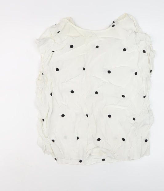 Jasper Conran Women's White Polka Dot Top Size 14