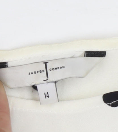 Jasper Conran Women's White Polka Dot Top Size 14