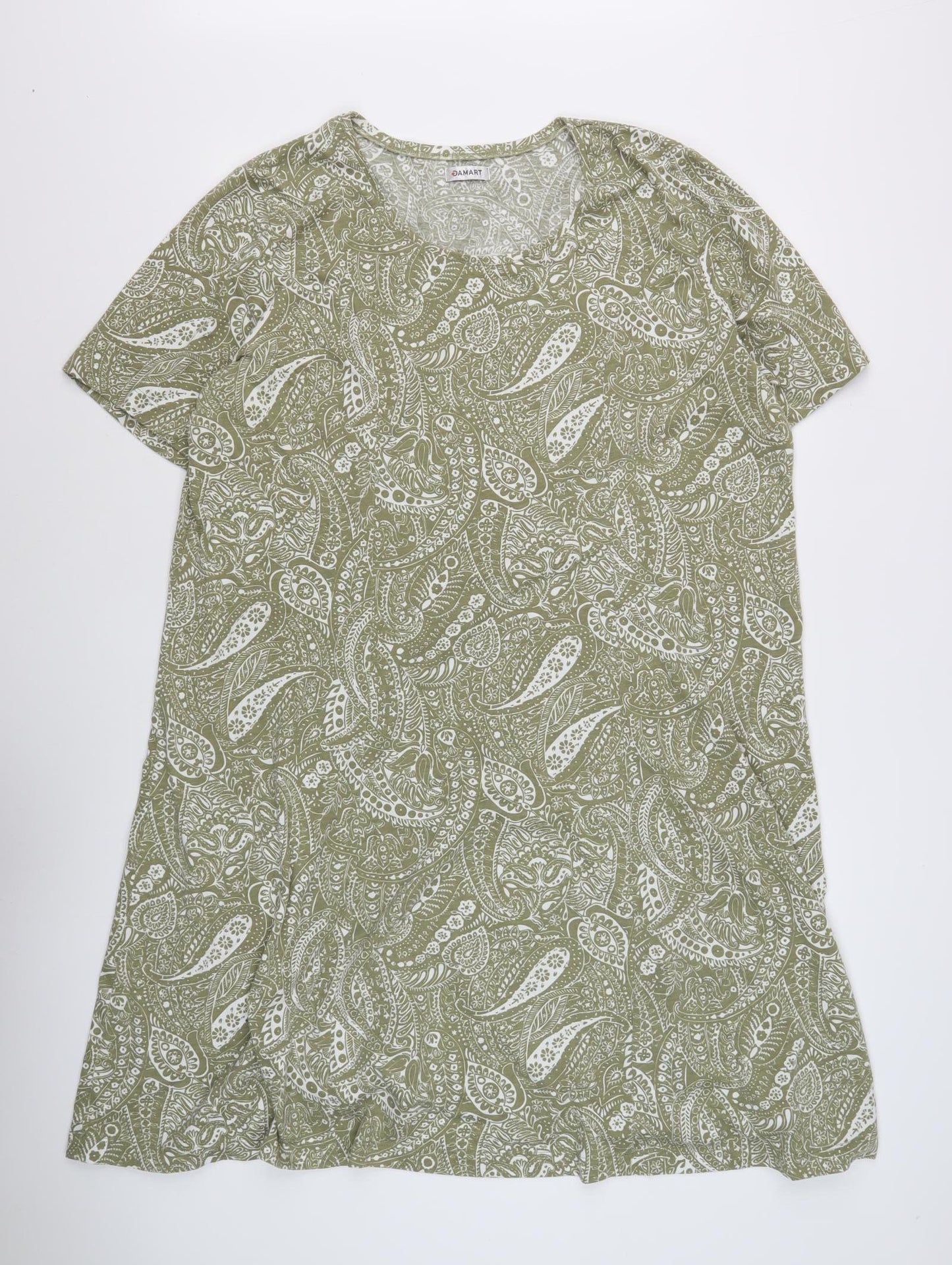 Damart Women's Green Paisley T-Shirt Dress L