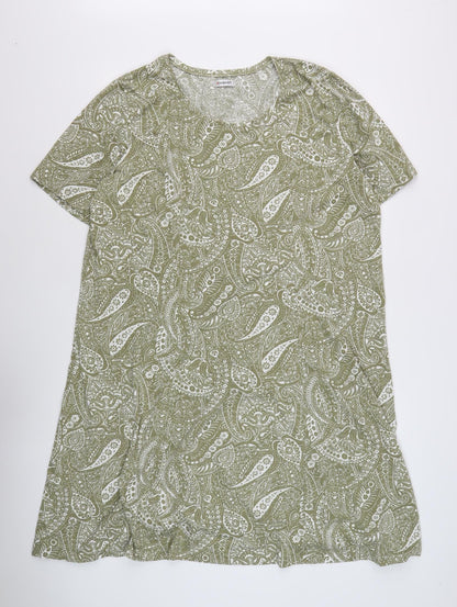 Damart Women's Green Paisley T-Shirt Dress L