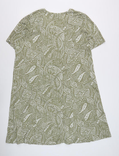 Damart Women's Green Paisley T-Shirt Dress L