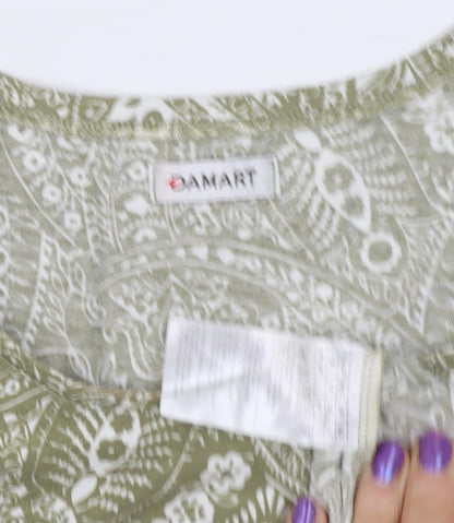 Damart Women's Green Paisley T-Shirt Dress L