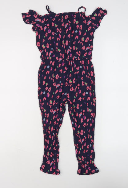 Next Girls Multicoloured Floral Short Sleeve Jumpsuit 7 Years