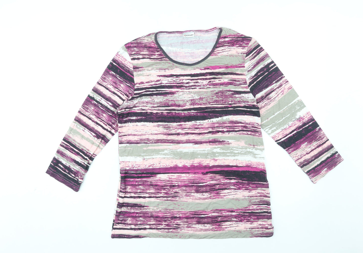 Damart Women's Multicoloured Striped Long Sleeve Top