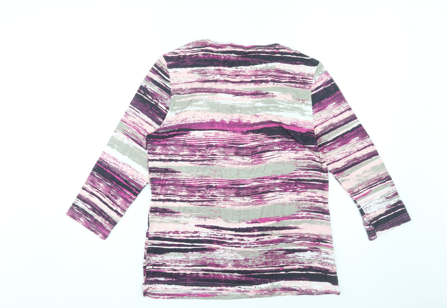 Damart Women's Multicoloured Striped Long Sleeve Top