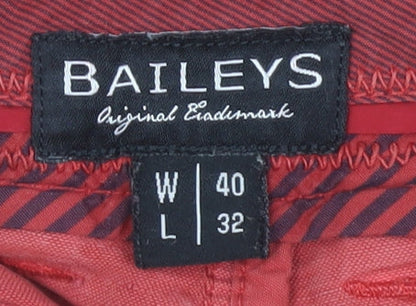 Baileys Men's Red Chino Trousers Size 40