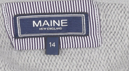 Womens UK Size 14 Maine New England Grey Cardigan Jumper
