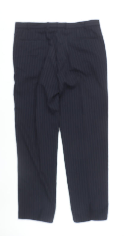Next Men's Black Dress Pants, 38 L, Formal Wool Trousers