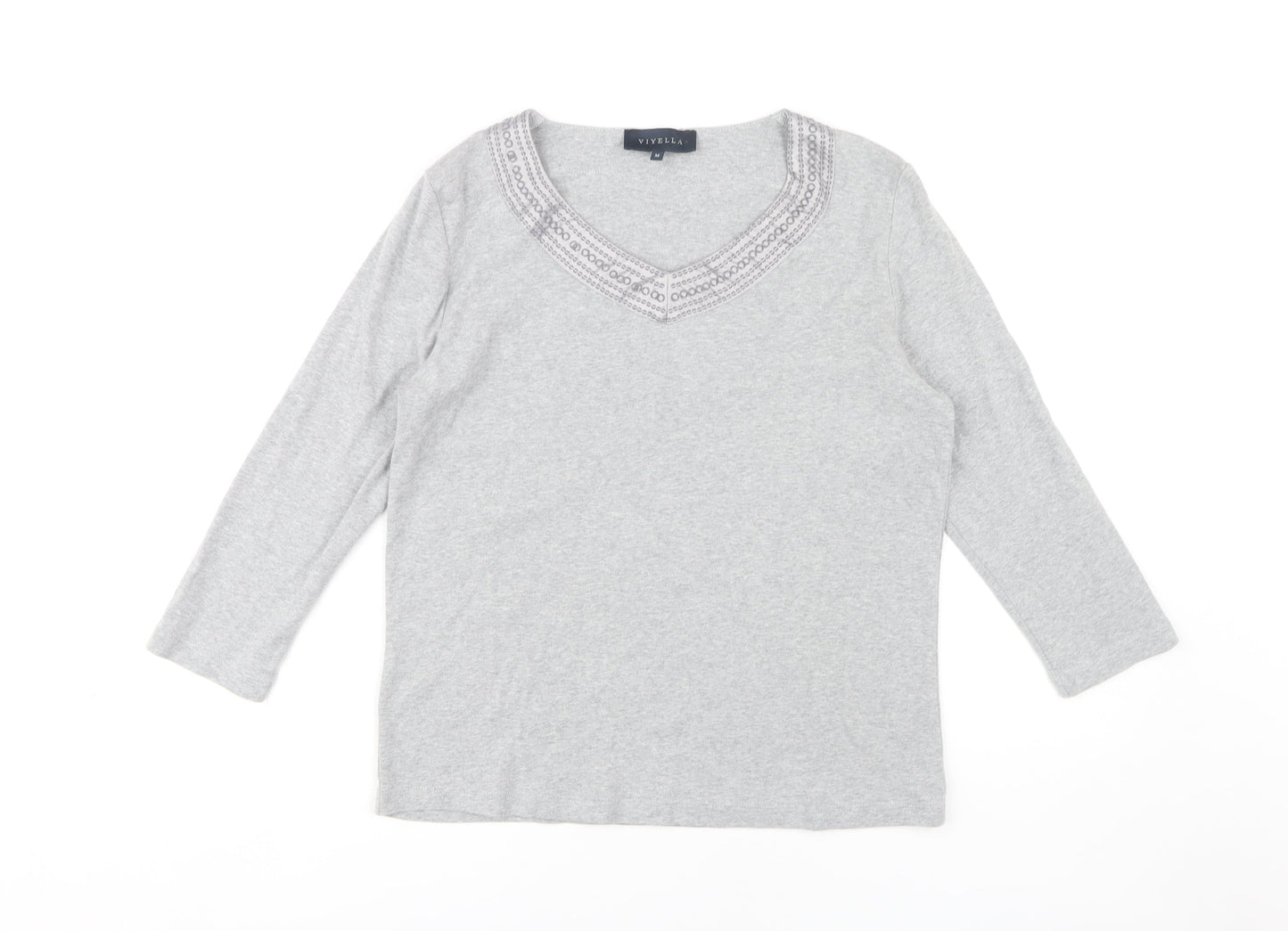 Womens UK Size M Viyella Grey Basic T-Shirt
