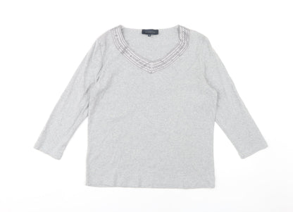 Womens UK Size M Viyella Grey Basic T-Shirt