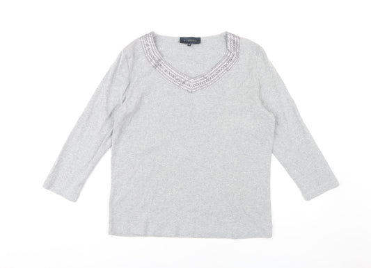 Womens UK Size M Viyella Grey Basic T-Shirt