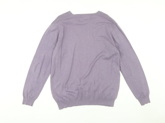Jasper Conran Men's Purple V-Neck Jumper - Size L