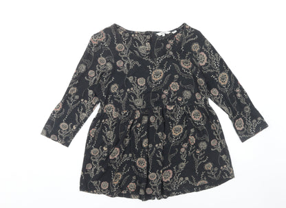 FatFace Women's Black Floral Tunic Blouse Size 10