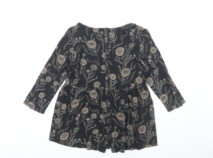 FatFace Women's Black Floral Tunic Blouse Size 10