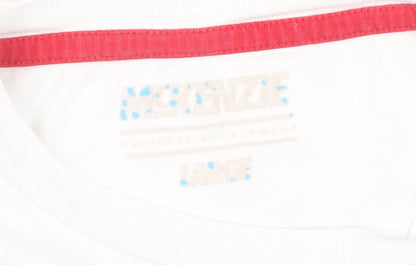 McKenzie Men's White Graphic Print L T-Shirt - Stylish & Comfortable