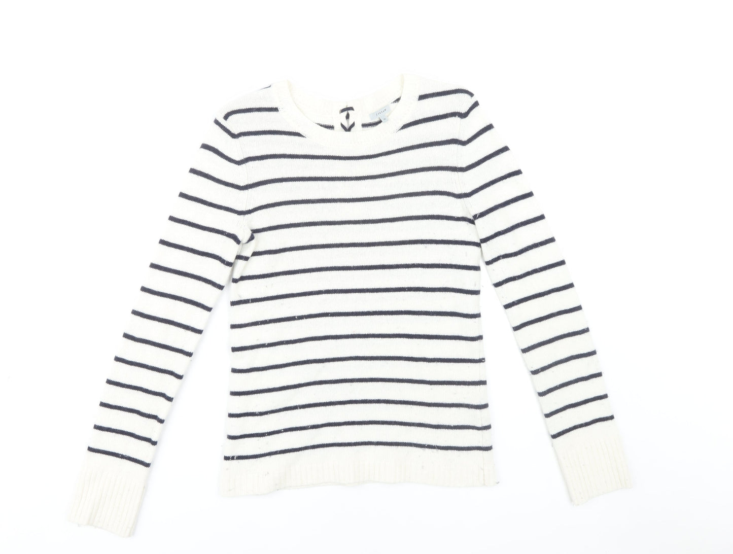 Jigsaw Women’s White Striped XS Pullover Jumper