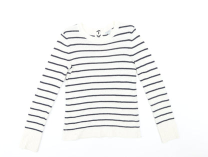Jigsaw Women’s White Striped XS Pullover Jumper