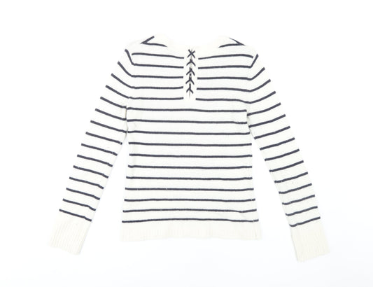 Jigsaw Women’s White Striped XS Pullover Jumper