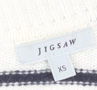 Jigsaw Women’s White Striped XS Pullover Jumper