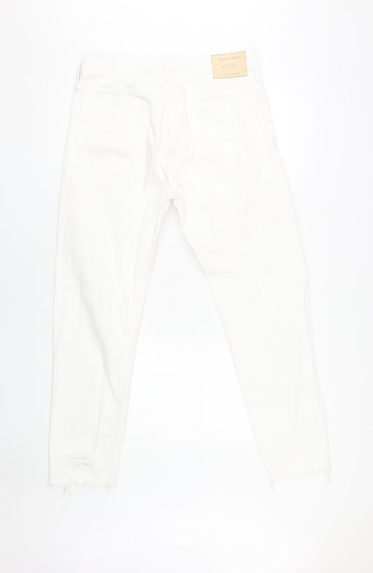 Jack & Jones Men's White Distressed Denim Jeans