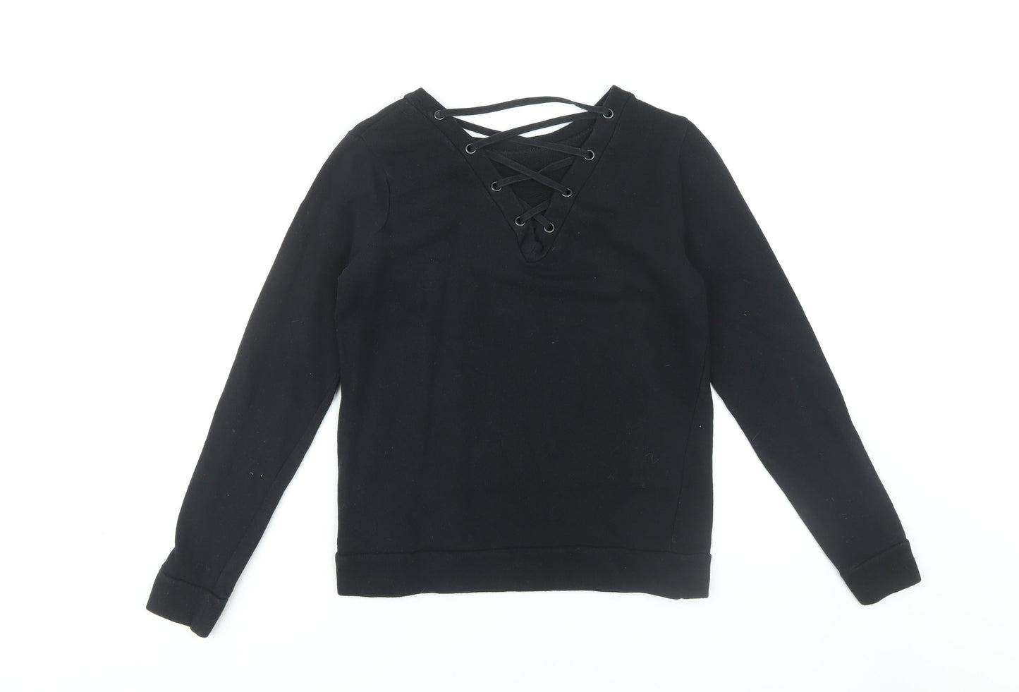 Jacqueline de Yong Women's Black Lace-Up Sweatshirt S