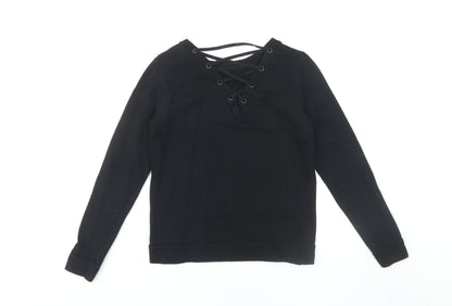 Jacqueline de Yong Women's Black Lace-Up Sweatshirt S