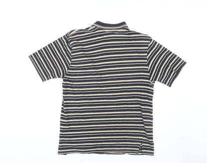 Wrangler Men's Black Striped Polo Shirt M