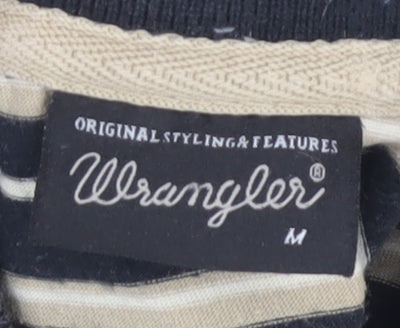 Wrangler Men's Black Striped Polo Shirt M