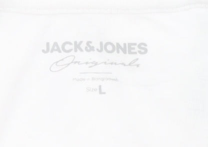 Jack & Jones Men's White Graphic Print T-Shirt L