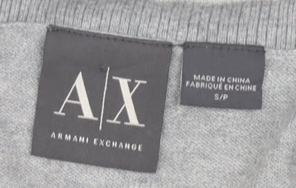 Armani Exchange Men's Grey V-Neck Pullover Jumper S