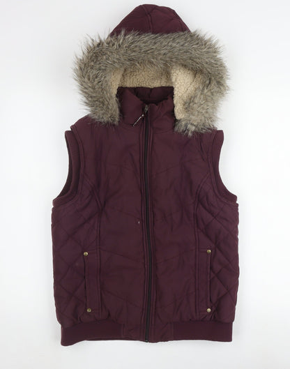 Per Una Women's Red Quilted Hooded Waistcoat M