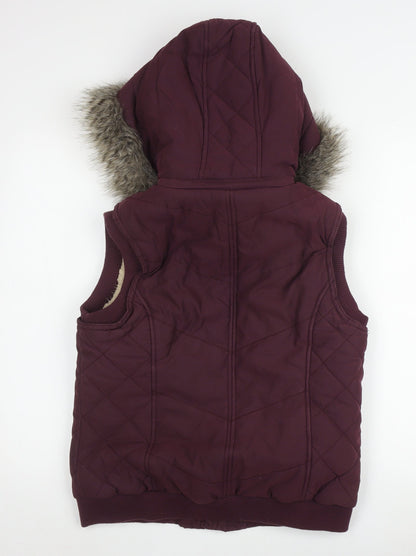 Per Una Women's Red Quilted Hooded Waistcoat M