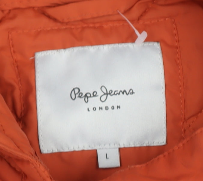 Mens UK Size L Pepe Jeans Orange Quilted Coat