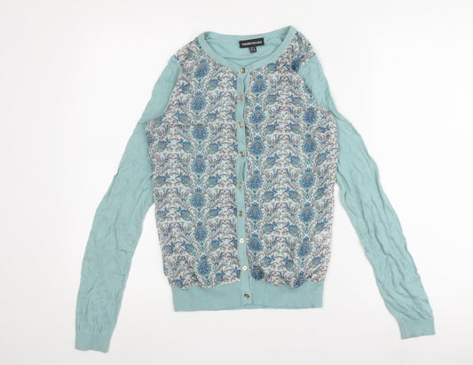 Womens UK Size 8 Warehouse Blue Cardigan Jumper