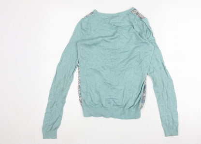 Womens UK Size 8 Warehouse Blue Cardigan Jumper