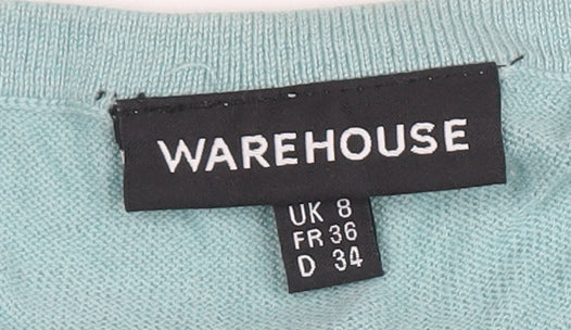 Womens UK Size 8 Warehouse Blue Cardigan Jumper