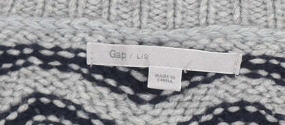 Gap Women's Grey V-Neck Pullover Jumper Size L