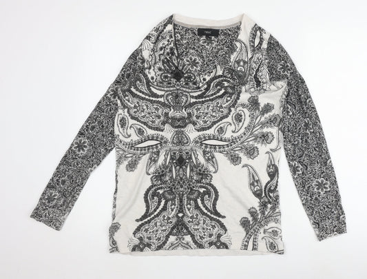 Next Women's Black White Paisley T-Shirt Size 12