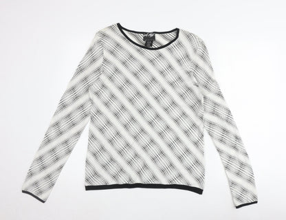 Lord & Taylor Women's L Cotton Jumper Black/White