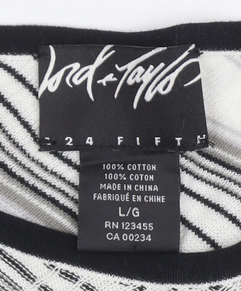 Lord & Taylor Women's L Cotton Jumper Black/White