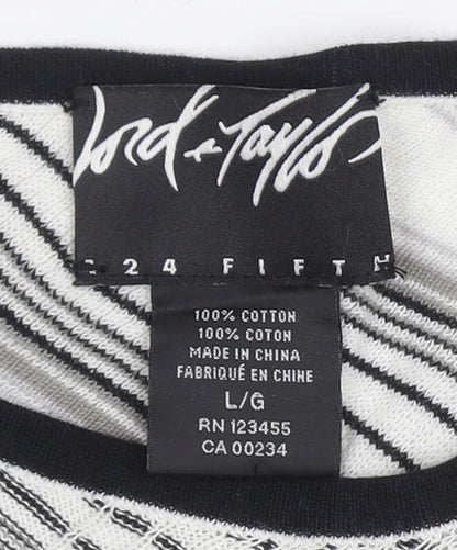 Lord & Taylor Women's L Cotton Jumper Black/White
