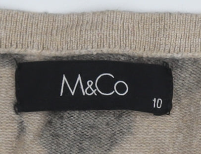 Womens UK Size 10 M&Co Beige Pullover Jumper