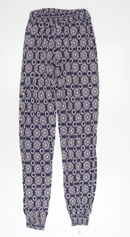 s.Oliver Women's Blue Floral Jogger Trousers - Size 8