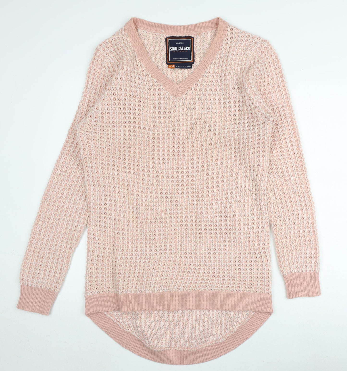 Womens UK Size 14 SoulCal & Co Pink Pullover Jumper